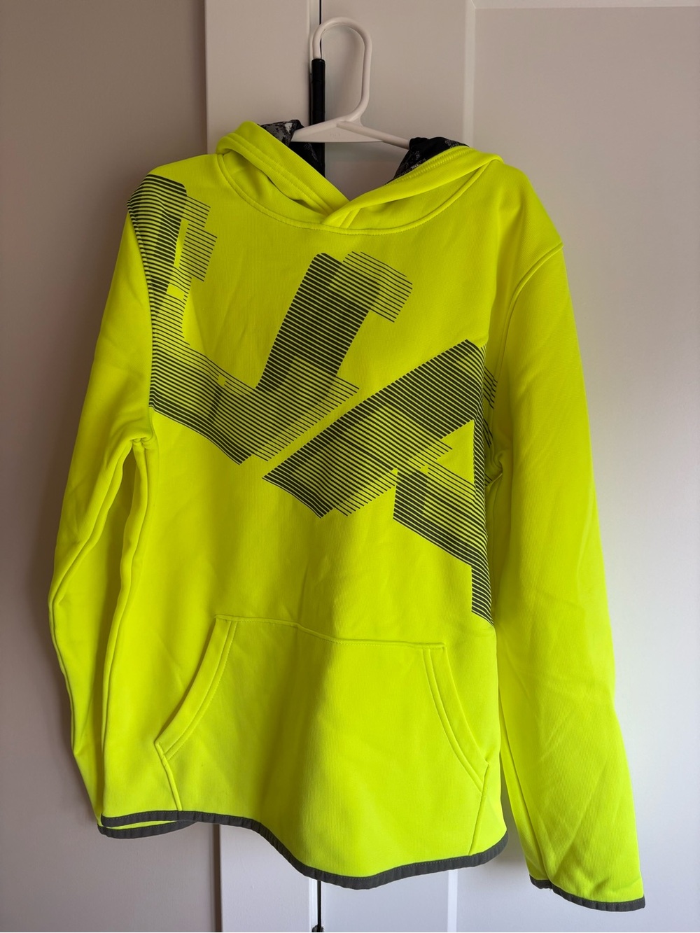 Under Armour Neon Yellow Hooded Sweatshirt with Black Graphic